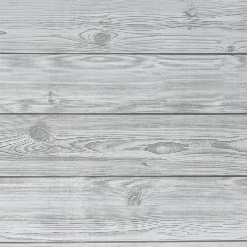 KARBAG White Gray Wood Contact Paper, 45cmx10M Wood Effect Wallpaper White Wood Effect Peel and Stick Wallpaper Wood Plank Wallpaper Self Adhesive Wallpaper for Wall Furniture Door
