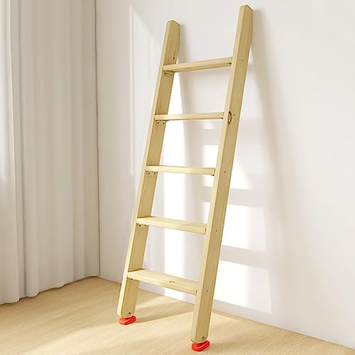 AAMNA Escalera de Tijera de Madera Extra Gruesa, Escalera para literas de Alta Resistencia con pies Antideslizantes, Escalera para Cama de Dormitorio, Escalera Universal de pie (tamaño: 5 escalone
