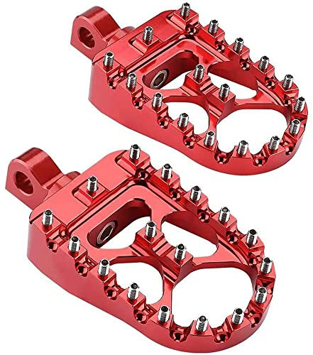 Baceyong 1 paire de repose-pieds larges, amovibles et remplaçables, 119 mm x 56 mm, rotatifs à 360°, antidérapants, compatible avec Harley Davidson, rouge