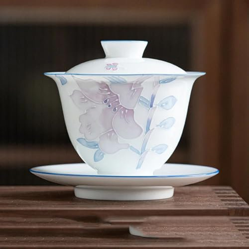 YTDJJWLS Taza de té de porcelana blanca pintada a mano de 175 ml