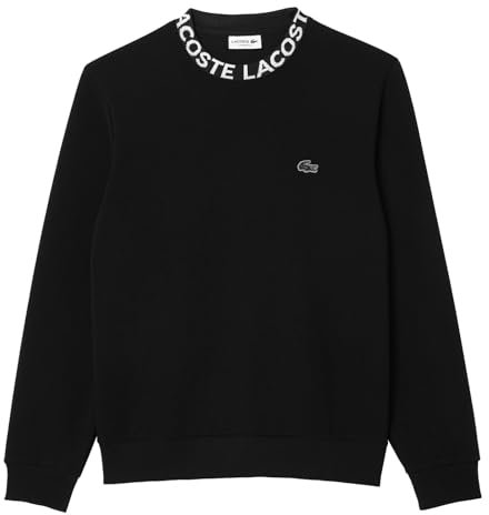 Lacoste Sweat-shirt SH7473 pour homme, pull sportif, logo, coupe droite, Noir (031), XL