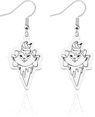 MYSOMY Marie Ice Cream Fantasy-Ohrringe Marie Damen Geschenk Cartoon Film Merchandise Geschenk für Marie Cats Fans Anime Cartoon Cosplay Schmuck, 1.18INCHES, Edelstahl