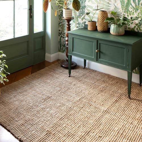 Large Natural Jute Fiber Rug Soft Medium Strength Woven Durable Entrance Hallway Dinning Room Floor Mat 240cm x 330cm