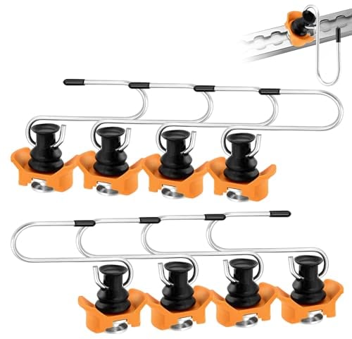 Haken für Airlineschiene, 8 Stück Airlineschiene Fitting, Single Endbeschlag für Airlineschienen, Zurrschienen Fitting, für Sicheres Verzurren und Transportieren, Orange, 1000kg / daN