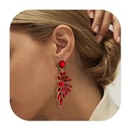 Adramata Orecchini Pendenti per Donne, Orecchini Sposa Matrimonio, Cristalli Goccia Multi Marquise Cluster Bling Orecchini Pendenti, Orecchini Verdi/Rosa Rossa/Rossi/Bianchi/Oro,4