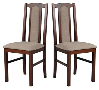 LeafDesign Esszimmerstühle 2er Set, Massivholz, Gepolstert, Nussbaum | Küchenstühle, Esstischstühle und Essstühle für Wohnzimmer, Restaurant, Café, Hotel und Gastronomie – hoher Sitzkomfort