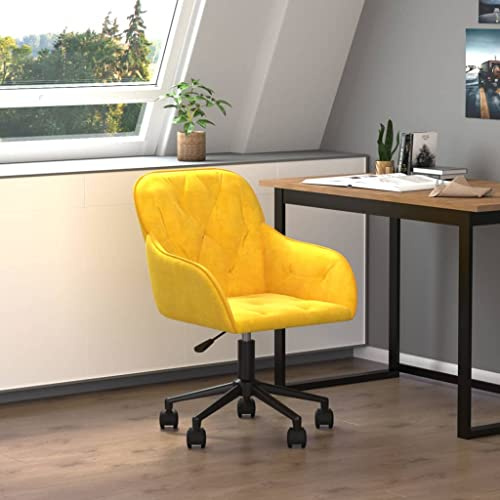 Chaduof Bürostuhl Drehbar Gelb Samt, Schreibtischstuhl, Office Chair, Drehstuhl, Büro Stuhl, Computerstuhl, Reading Chair, Gaming Chair, Chefsessel