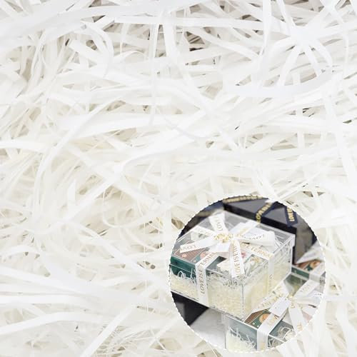 200g Füllmaterial Geschenkbox, Füllmaterial für Geschenke，Geschreddertes Papier für Geschenkbox, Bieten Guten Schutz und Dekoration für Geschenke(Weiß)