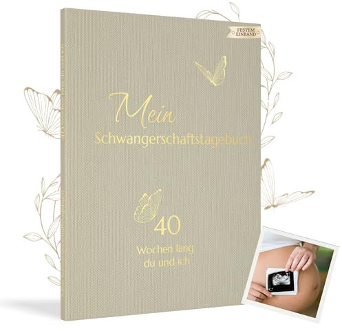 HuBorns - Schwangerschaftstagebuch um Jeden Moment Woche für Woche Festzuhalten mit Platz für Fotos und Ultraschall, Schwangerschaftsbuch zum Ausfüllen und Festhalten (Grau, Deutsch)