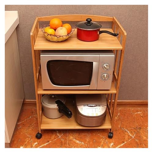 3 Tier Media Storage Cabinet/AV Stand with Adjustable Shelf for Record Player/Books Removable AudioVideo Media Holder Multifunctional Kitchen Shelf (55cm/21.7in)