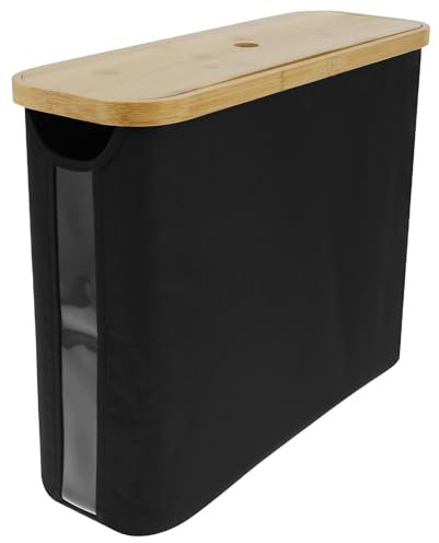 Toilet Paper Storage with Side Window, Large Capacity Bathroom Storage Box Holder Stand with Wooden Lid, Foldable Toilet Paper Organizer Cabinet for Bathroom, Restroom, Kitchen