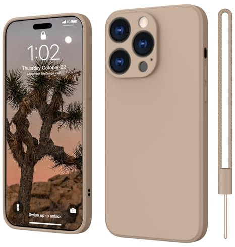 iPhone 15 Pro Hülle Silikon Case, ElestBela Hanyhülle iPhone 15 Pro Ultra Dünn Slim mit Microfiber, Kratzfeste Rundumschutz Case Schutzhülle Hülle für iPhone 15 Pro 6.1'' Titan Sand