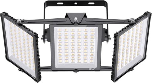 SOLLA 450W 2025 Plus Neue Aufrüstung LED Außenflutlicht, 45000LM 6000K Tageslichtweiß IP66 Wasserdicht, Stadionbeleuchtung, 3 Köpfe Verstellbares Außen-Sicherheitsbeleuchtung für Höfe, Terrassen