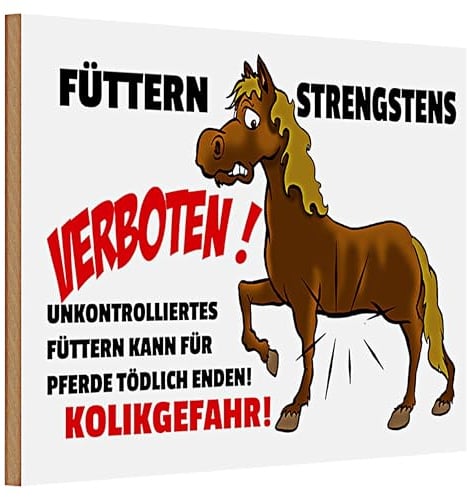 Warnschild für Pferde: Füttern Verboten | Kolikgefahr Hinweisschild für Stall & Weide | Robustes Metallschild | Ideal für Pferdehalter | 20 cm x 30 cm