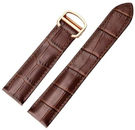 SFIWFOGD Lederarmband kompatibel mit Cartier Solo Modearmband kompatibel mit Herren Damen Ersatz Uhrenarmbänder 14mm 16mm 18mm 20mm 22mm(Brawngold, 14mm)