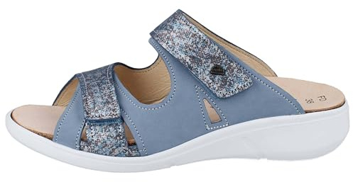 Finn Comfort Palau Damen Pantolette Hausschuhe Blue Jeans Leder