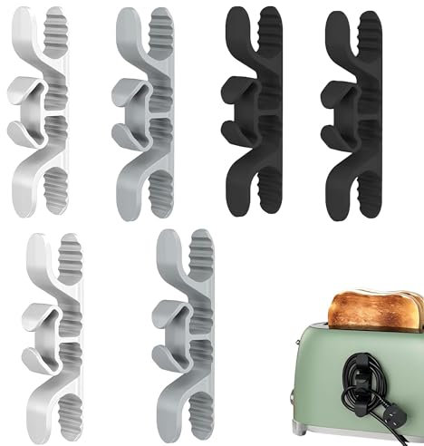 CONGGUAN 6-Pack Cord Organizers Bulk Appliance Cable Organizer Stick On Cable Wrapper Holder Wall Power Cable Retainer for Kitchen Appliances Mixers Coffee Makers Pressure Cooker