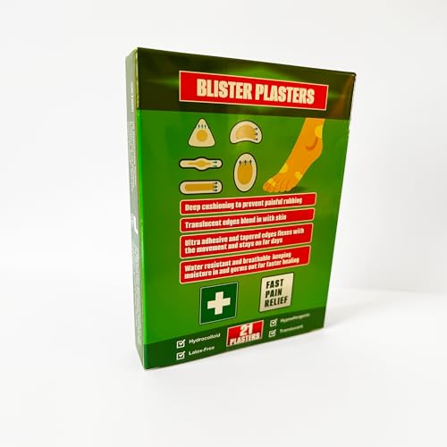 Blåsplåster för fötter – 21-pack – hydrokolloid häl- och tåskydd av medicinsk kvalitet – kuddar och främjar återhämtning – steril självhäftande sårförband blandade storlekar för förebyggande av blåsor