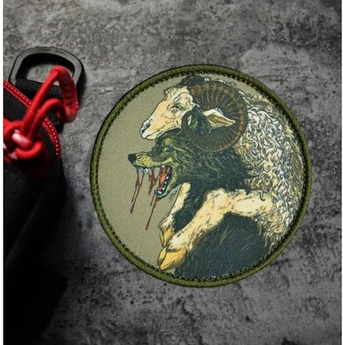 Klett Patch Wolf Im Schafspelz Patches Klett Militär Aufnäher DIY Deko Klettpatches Für Rucksack Bundeswehr Jacke
