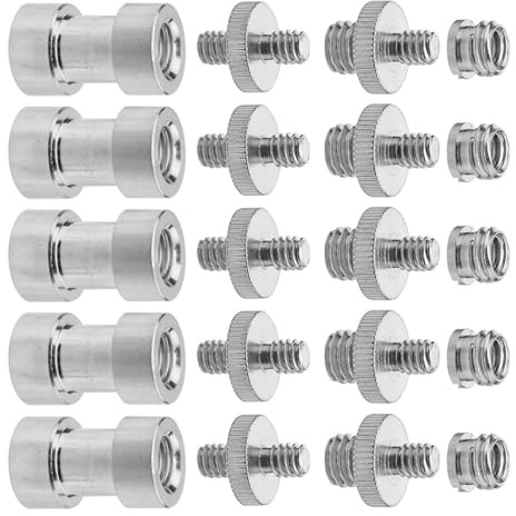 Metall Kameraschraubenadapter 1/4 auf 3/8 Zoll, Silber | Präzise Gefertigt, zum Verbinden Unterschiedlicher Gewinde, 1 Satz für Studioaufnahmen und Fotografie