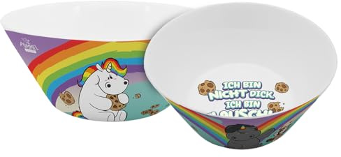 Müslischale Pummeleinhorn Flauschig 390ml, Schale, Keramikschale, Keramik, Frühstück, Dessert, Müsli, Mehrfarbig, Geschenk, Geburtstag, Regenbogen, Mikrowellen- & Spülmaschinenfest