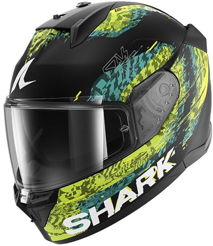 SHARK, Integraler Motorradhelm D-SKWAL 3 SPEED-VIB Black Green Blue KGB, XS