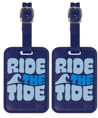 American Tourister Gepäckanhänger - Kofferanhänger für Koffer und Taschen, mit verstellbarem Riemen, inklusive Adresskarte, mit Aufdruck, Set aus 2 Stück - Ride The Tide