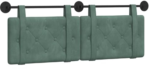 vidaXL Hängendes Kopfteil Meergrün Samt, Moderner rechteckiger Wand-Headboard aus Samt, bezogen mit Bändern, Knopfsteppung für entspannende Schlafzimmer-Deko