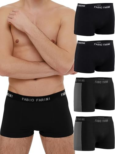 Fabio Farini 4er-Pack Seamless Boxershorts Unterhosen Männer | Microfaser, Nahtlose Retroshorts für Herren im Multi-Set