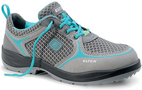 ELTEN Sicherheitsschuhe MILA aqua Low ESD S1, Damen, Textil, Stahlkappe, leicht, sportlich, Grau/Türkis, Größe: 37