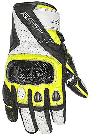 RST 2123 Stunt III CE Men's Short Sports Leather Motorcycle Gloves - Yellow XL