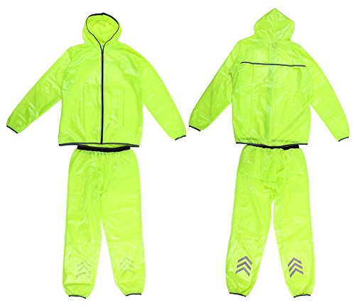VGEBY Damen & Herren Regenanzug Atmungsaktive Regenjacke und Hose mit Reflexstreifen Unisex wasserdichte Regenbekleidung Hooded Rainsuit für Radfahren,Wandern,Outdoor-Sport (Grün) (Abmessung : XXL)