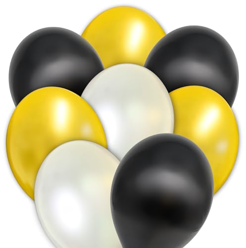 Premium Luftballons in Schwarz Gold Silber - Made in DE - 100% Naturlatex & 100% biologisch abbaubar – 30 Stück - Geburtstag Party Karneval - für Helium geeignet - twist4®