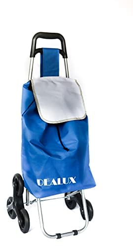 Dealux Carrello per La Spesa Leggero e Pieghevole Shoppy 2.0 Tris Colore Blu con 6 Ruote e Sistema Saliscale