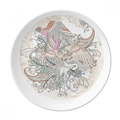 DIYthinker Arbre Oiseau Fleur Ukiyo-e Feuilles de Porcelaine décorative Assiette à Dessert 8 Pouces Dîner Accueil Cadeau 21cm diamètre Multicolor