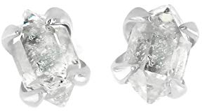 Starborn Herkimer Diamant-Quarz Bergkristall Naturbelassen 925 Sterling Silber Ohrstecker