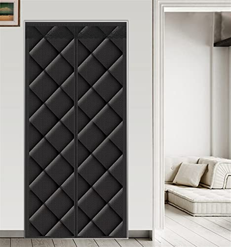 Liveinu Wärmeschutzvorhang Magnet Thermo Türvorhang Isolier Schutz Panel-Isolierung Thermovorhang Verdunklungsgardine Wasserdicht Winddicht Geräuschisolierung für Balkontür Wohnzimmer 90x200cm Schwarz