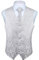 HISDERN Anzugweste für Herren Weiß Paisley Hochzeit Weste Krawatte Einstecktuch Jacquard Weste Herren Anzug Set Elegant Party Silber L