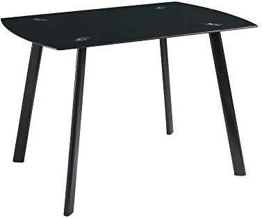 MOMMA HOME Mesa de Comedor - Modelo Karla - Color Negro/Negro - Material Cristal Templado/Metal - Medidas 120 x 80 x 75,5 cm