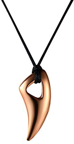 JewelryWe Schmuck Herren Halskette, Edelstahl Wolfszahn Wolf Gebiss Zahn Anhänger mit verstellbare Kette, Rosegold