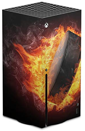 DeinDesign Skin kompatibel mit Microsoft Xbox Series X Folie Sticker Eishockey Feuer
