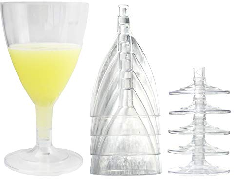 PZ 100 CALICI VINO IN PLASTICA TRASPARENTI CC 180 + PZ 100 BASE TRASPARENTE PER VINO E ACQUA WINE GLASS IDEALI PER FESTE E APERITIVI