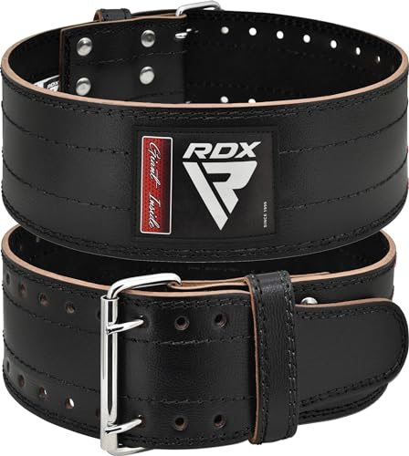 RDX 4” Gewichthebergürtel Leder, IPL USPA Genehmigt, 12 Verstellbar Löcher 6mm Trainingsgürtel Schnalle, Powerlifting Fitness Krafttraining Gürtel Bodybuilding, Gewichtheben Gepolstert, Männer Damen