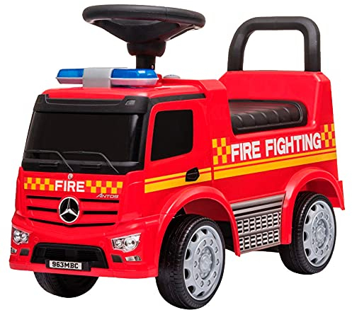 Bandits & Angels Rutschauto Mercedes Benz Feuerwehrauto Rot ab 1 Jahr für Jungen – Rotes Feuerwehrauto für Kinder – Feuerwehrauto mit Hupe