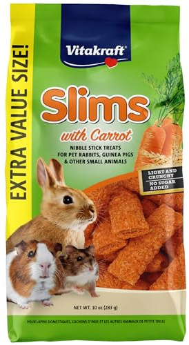 Vitakraft Slims Carrot Small Animal Treats – Light, Healthy Food Bites - Crispy Carrot Treats for Rabbits, Guinea Pigs, Hamsters & Chinchillas (10oz)
