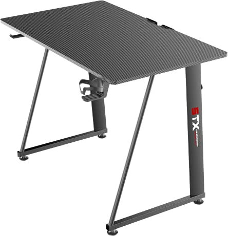 ZStyle Tavolo scrivania da Gaming Desk Postazione Computer Carbonio porta Cuffie Portabicchiere Laptop da Gioco Gestione Cavi Ergonomica Gamer (S)