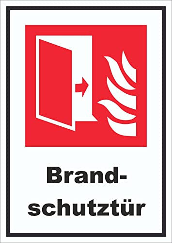 HB-Druck Brandschutztür Brandschutz Schild A5 Rückseite selbstklebend