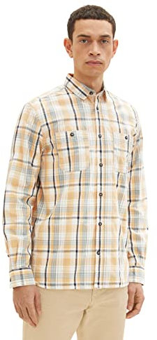 TOM TAILOR Herren 1034893 Hemd, 31182 - Orange Green Check, L