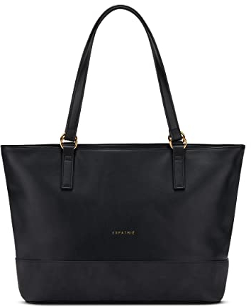 Expatrié Handtasche Damen Groß Schwarz - Nicole - Shopper Bag für Büro, Einkauf & Schule - Elegante Schultertasche aus Kunstleder - Laptopfach - Wasserabweisend