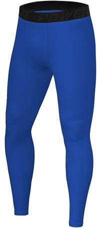 PowerLayer Legging Couche de Base pour Le Sport Bas de Compression Running pour Homme - Bleu Brillant, L